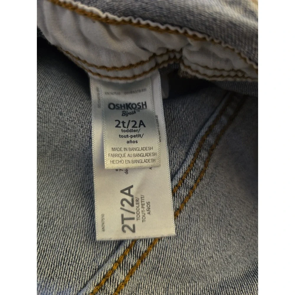 OshKosh B'Gosh Toddler Denim Bib Overalls Blue Size 2T 100% Cotton